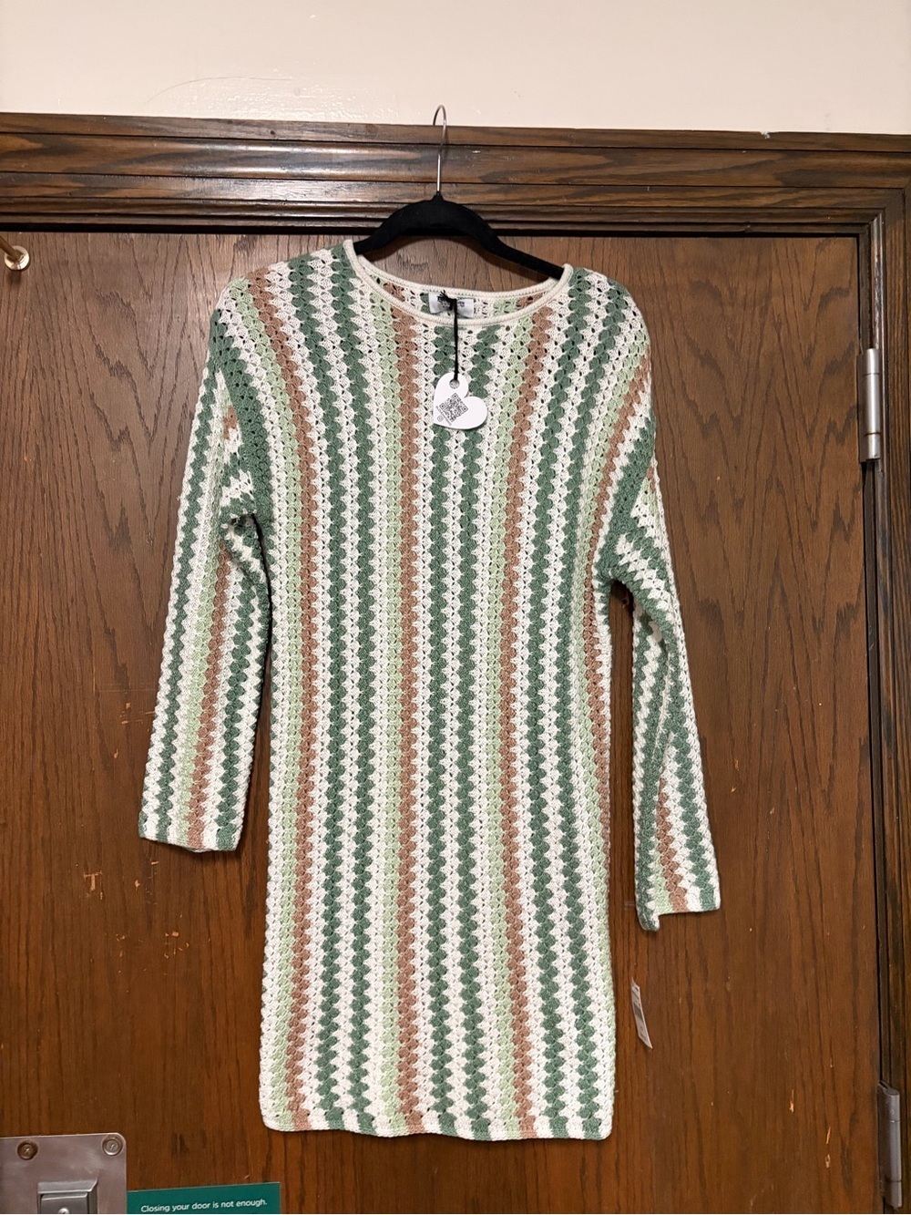 Love knits nyc long sleeve bohemian summer crochet knit mini dress size xs NWT